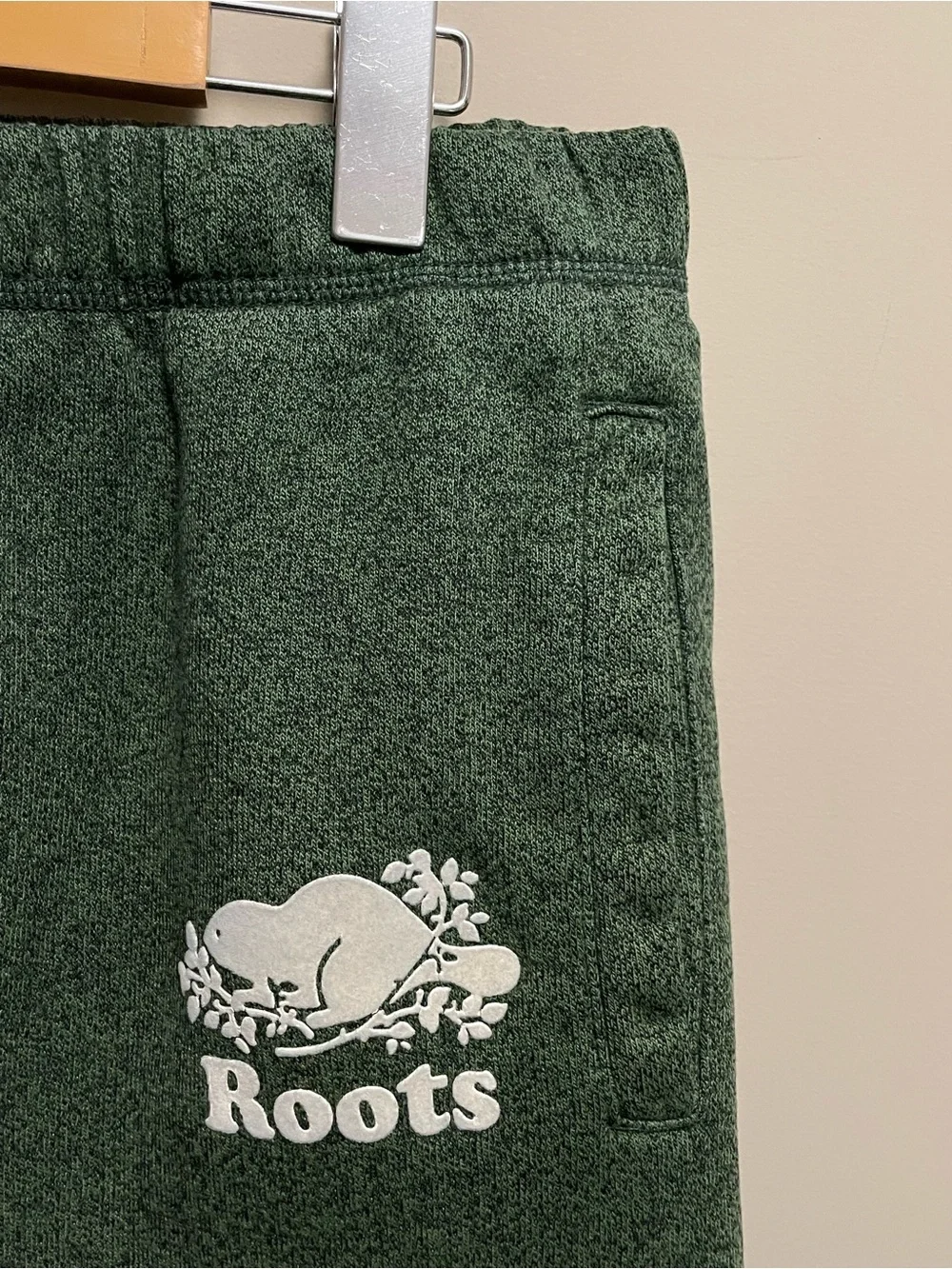 Roots Forest Green Sweatpants with White Logo Men Women XS - Picture 2 of 10